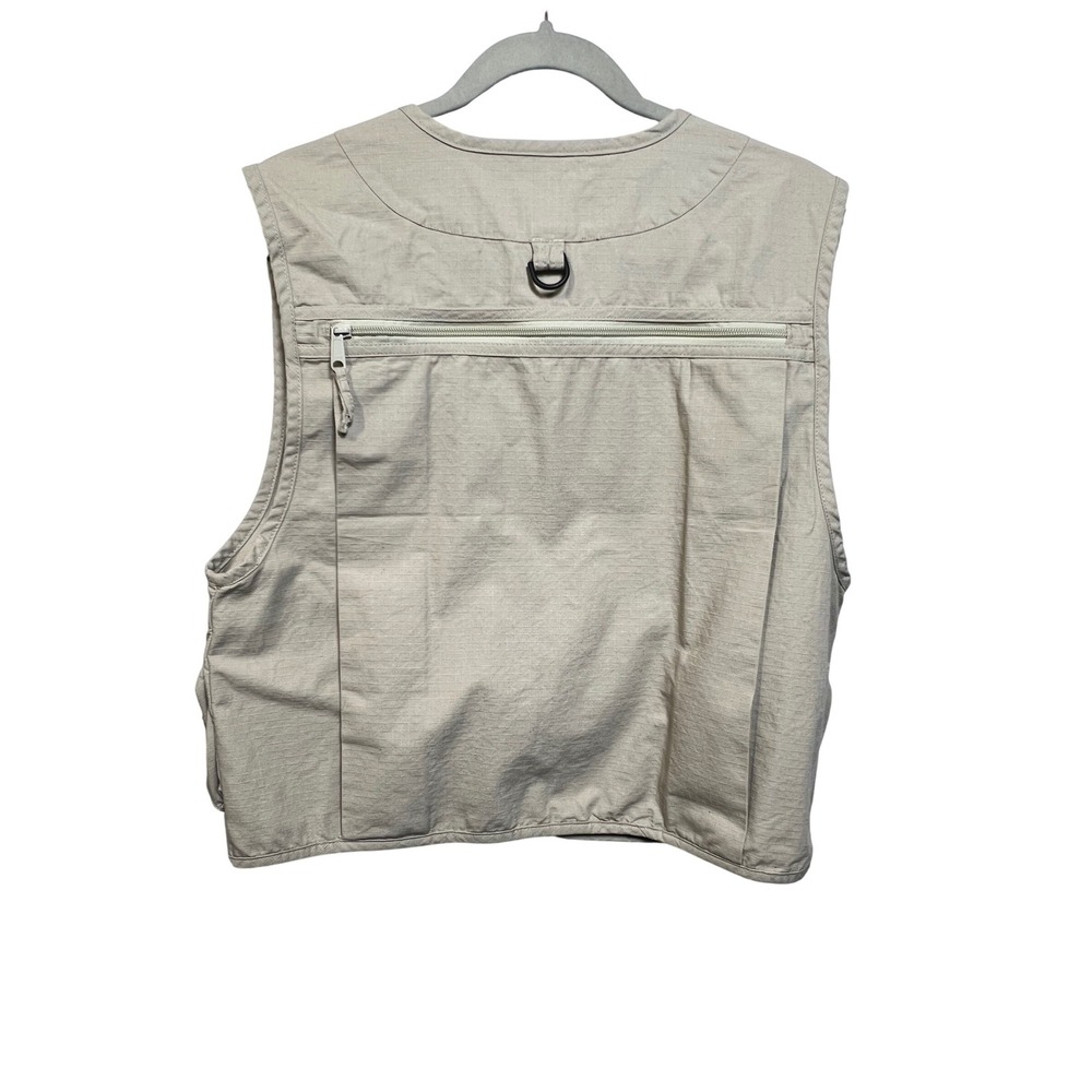 LL Bean Mens Small Khaki Ripstop Cotton Utility Fishing Safari Vest Beige - Picture 2 of 12